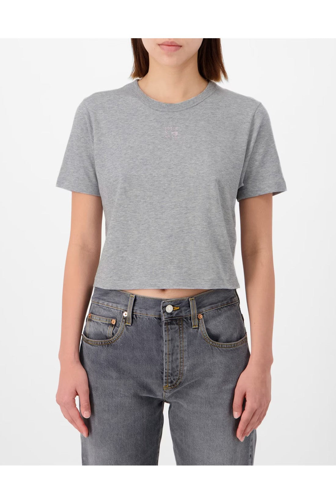 Gucci-OUTLET-SALE-Crystal G Logo Cropped T-Shirt-ARCHIVIST