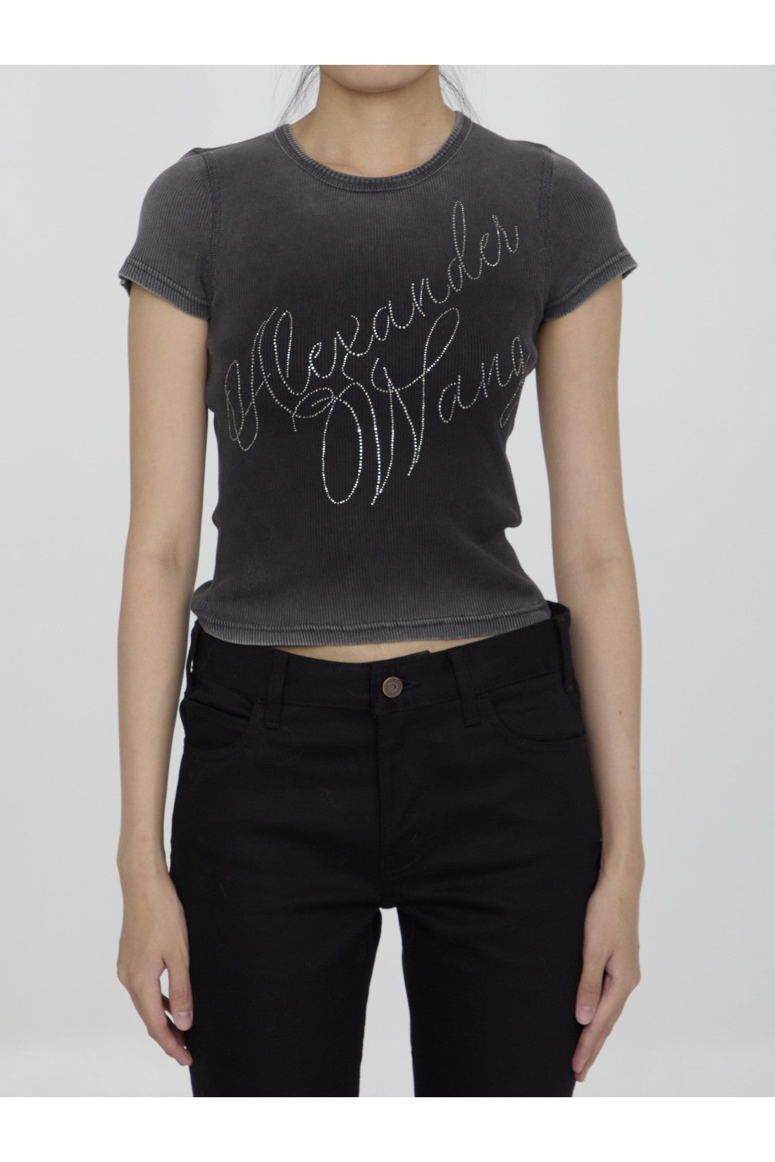 ALEXANDER WANG-OUTLET-SALE-Crystal hotfix tee in jersey-ARCHIVIST