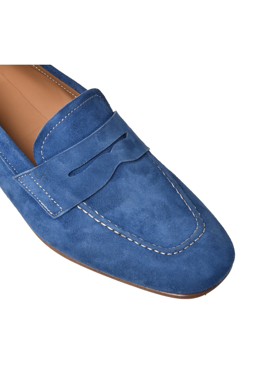 Blue suede loafers