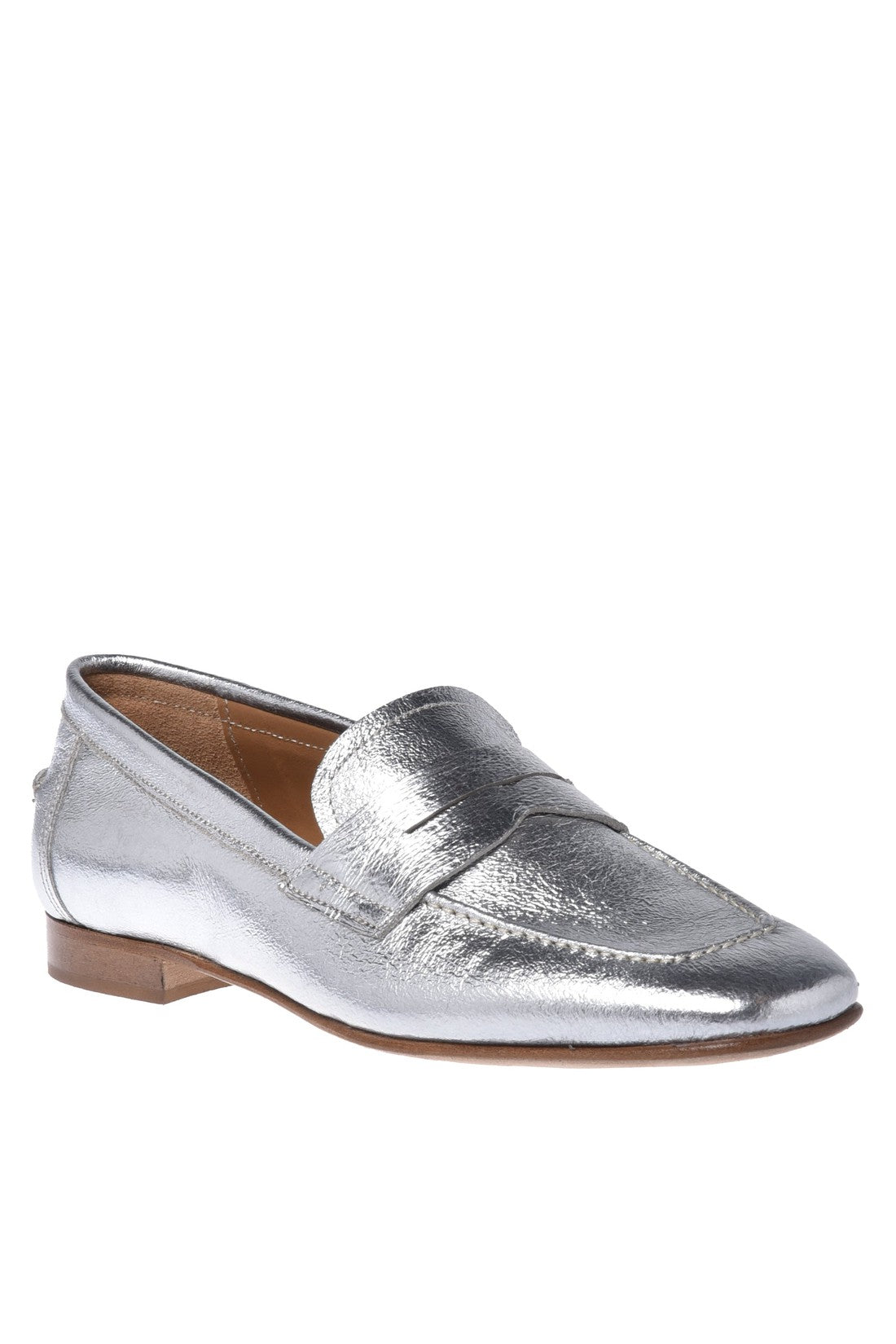 Loafer in silver laminated calfskin