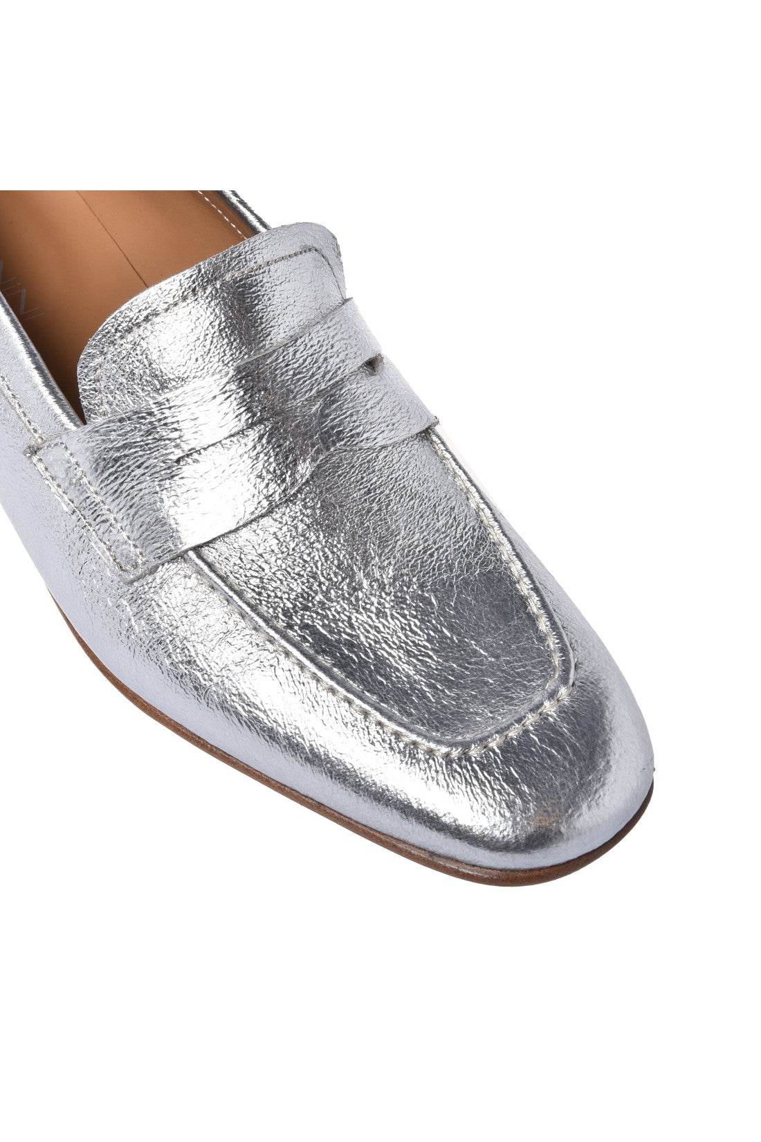 Loafer in silver laminated calfskin