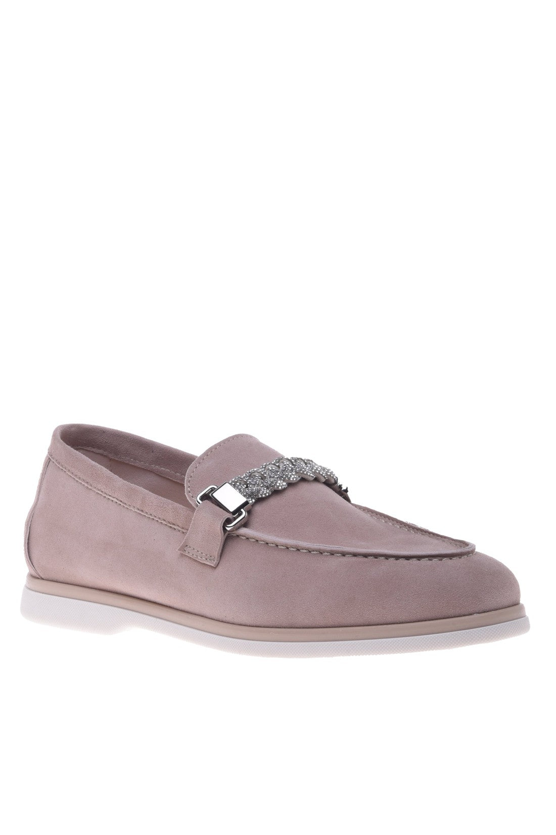 Nude suede loafers