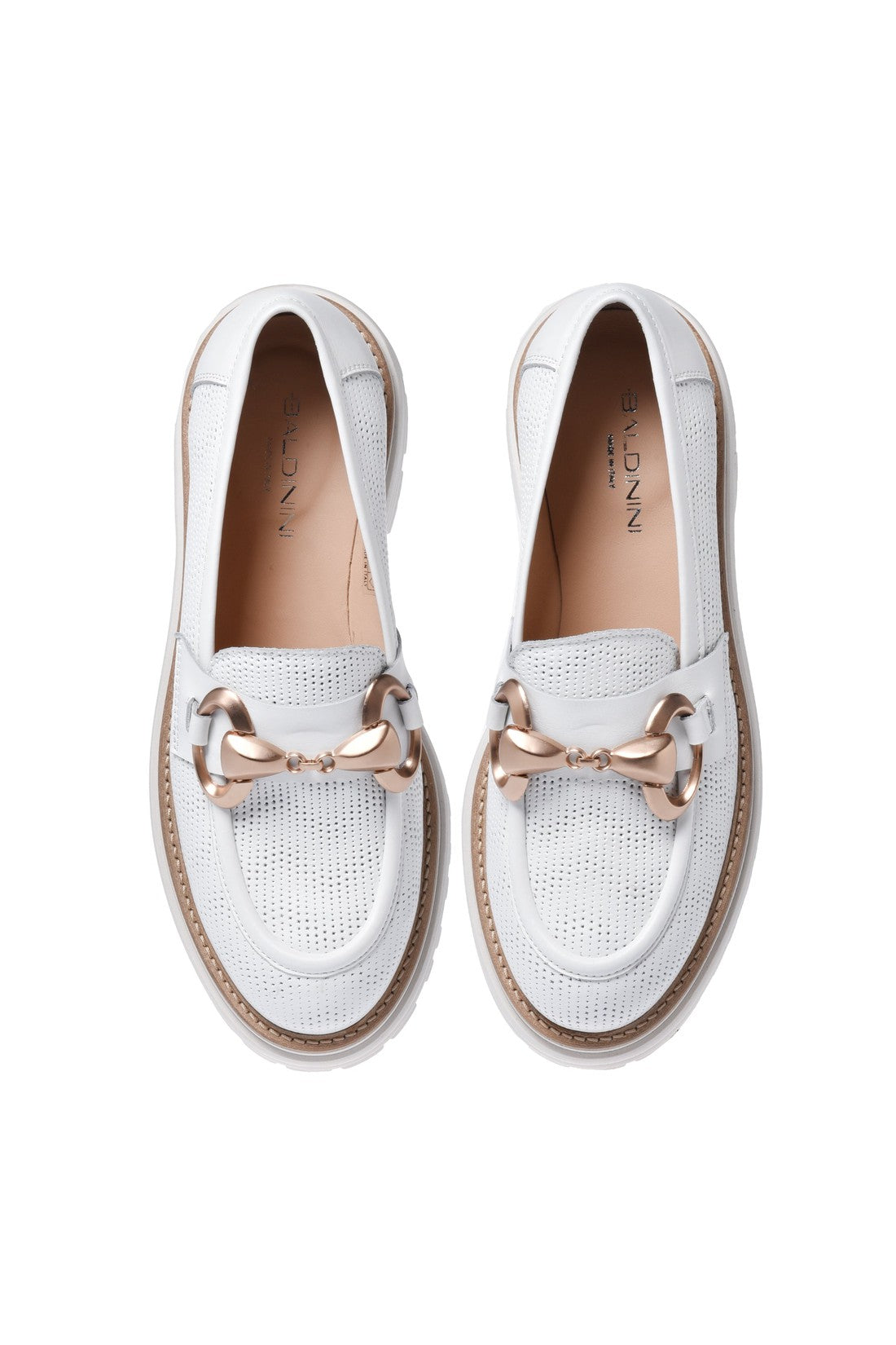 Loafer in cream perforated calfskin