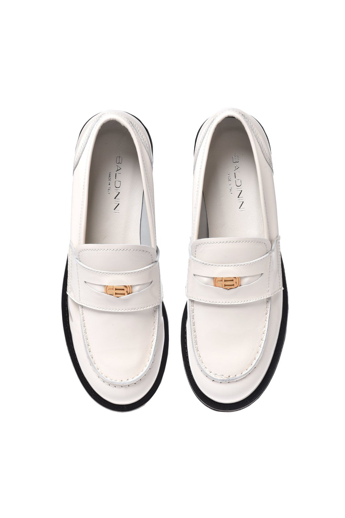 Cream patent loafers