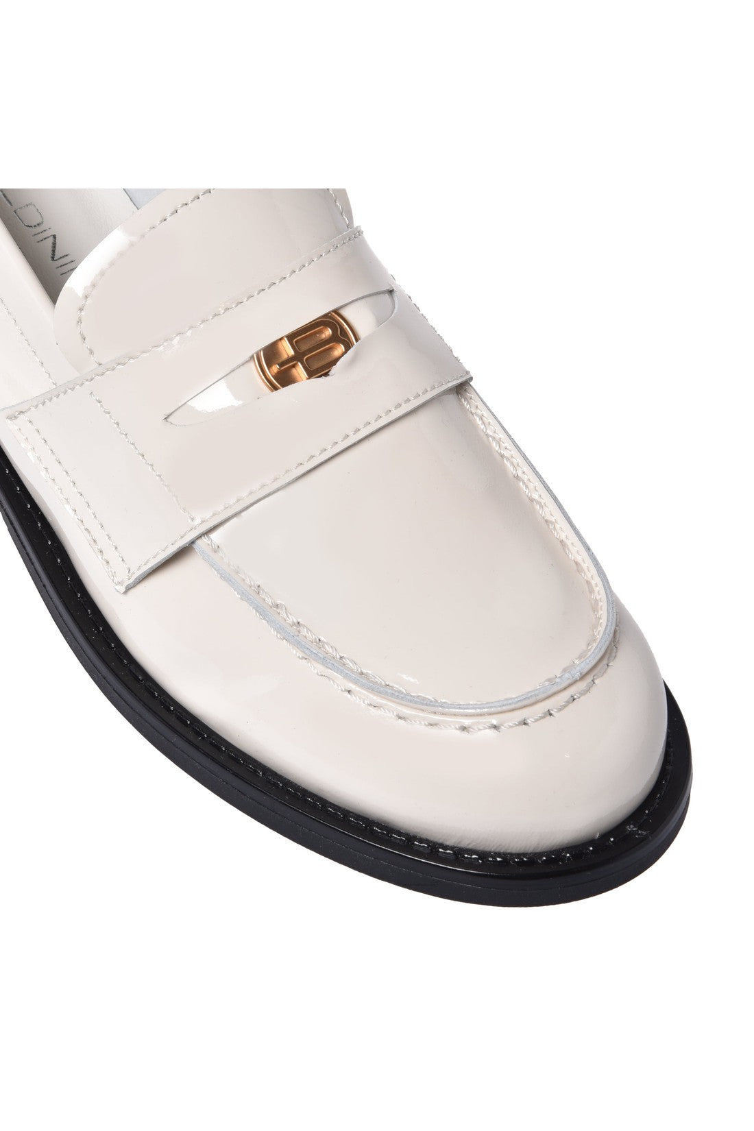 Cream patent loafers
