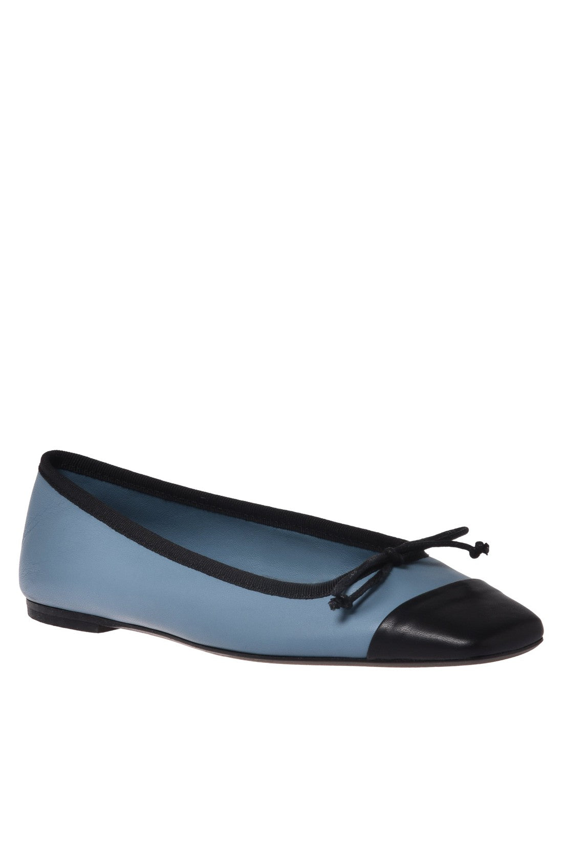 Ballerina pump in black and blue nappa leather
