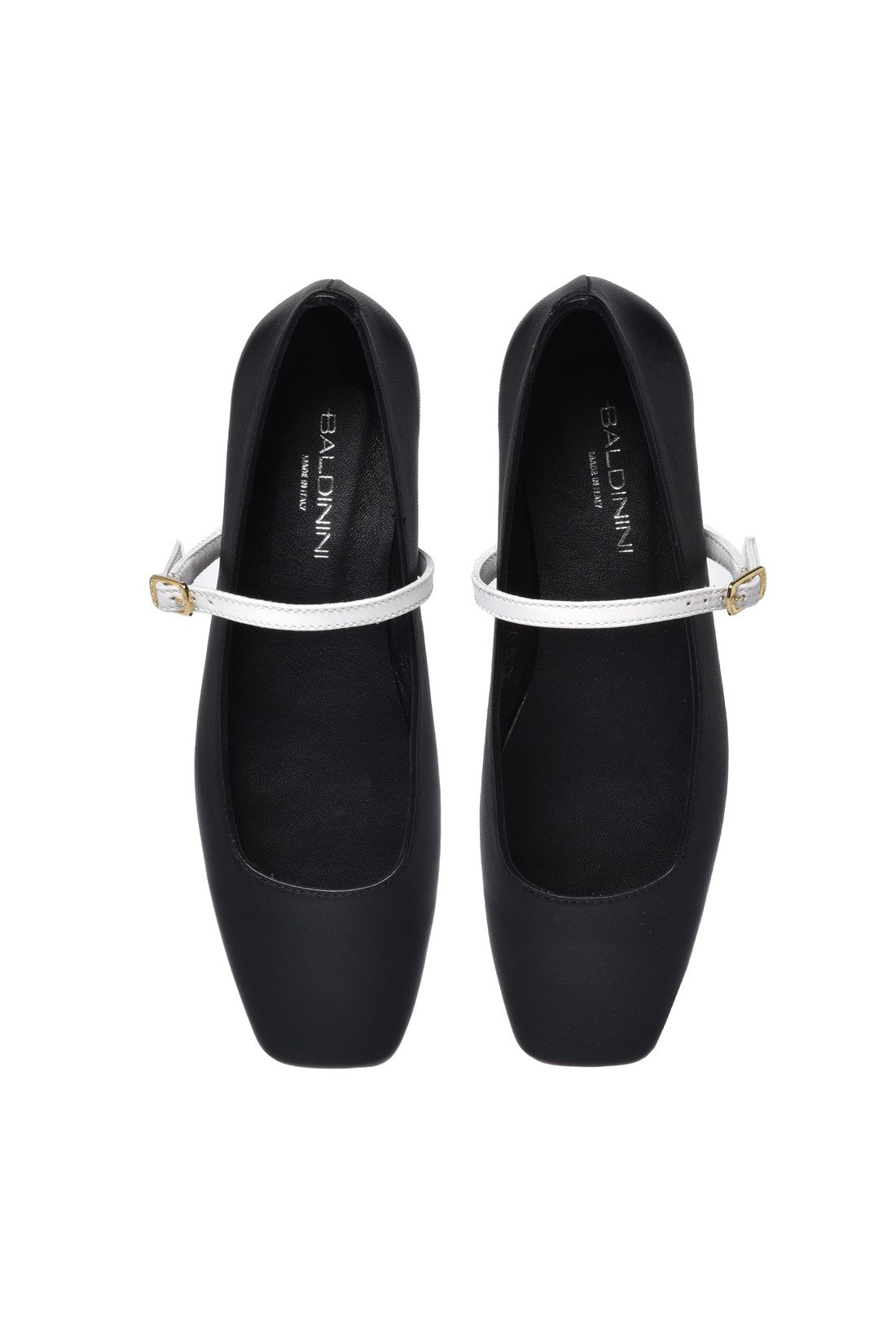 Ballerina pump in black and white nappa leather