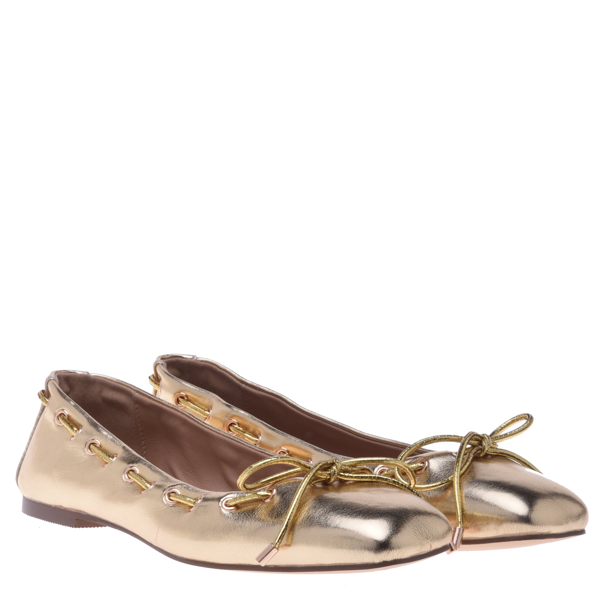 Ballerina pump in gold nappa leather