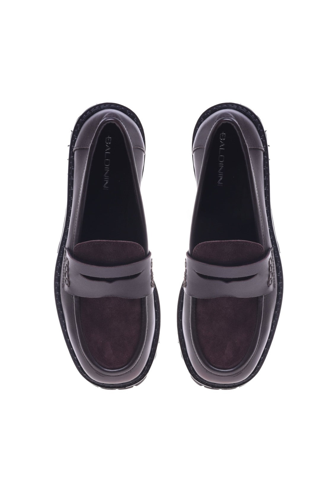 Loafer in dark brown suede and leather