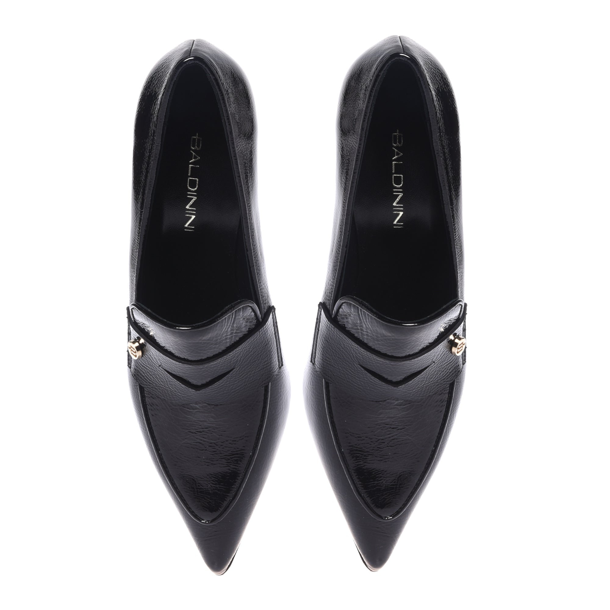 Black Naplak leather heeled loafers