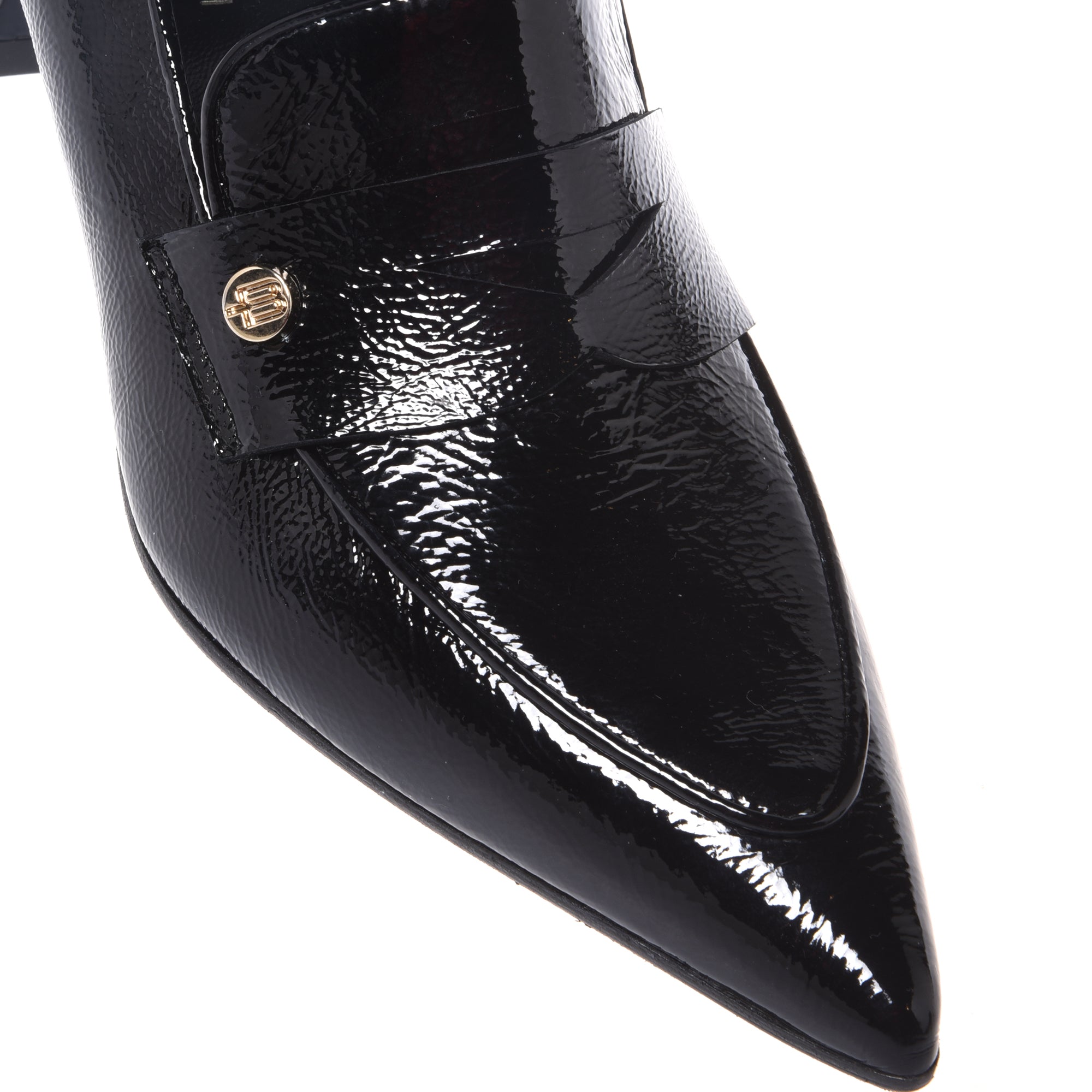Black Naplak leather heeled loafers