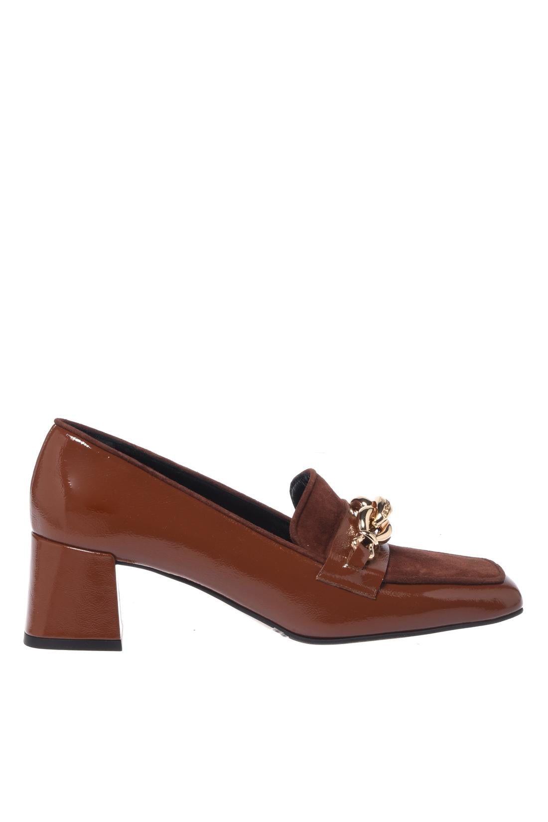 Baldinini-Brown Naplak leather and suede heeled loafers-Flache Schuhe-Black-Deal-Outlet-by-ARCHIVIST
