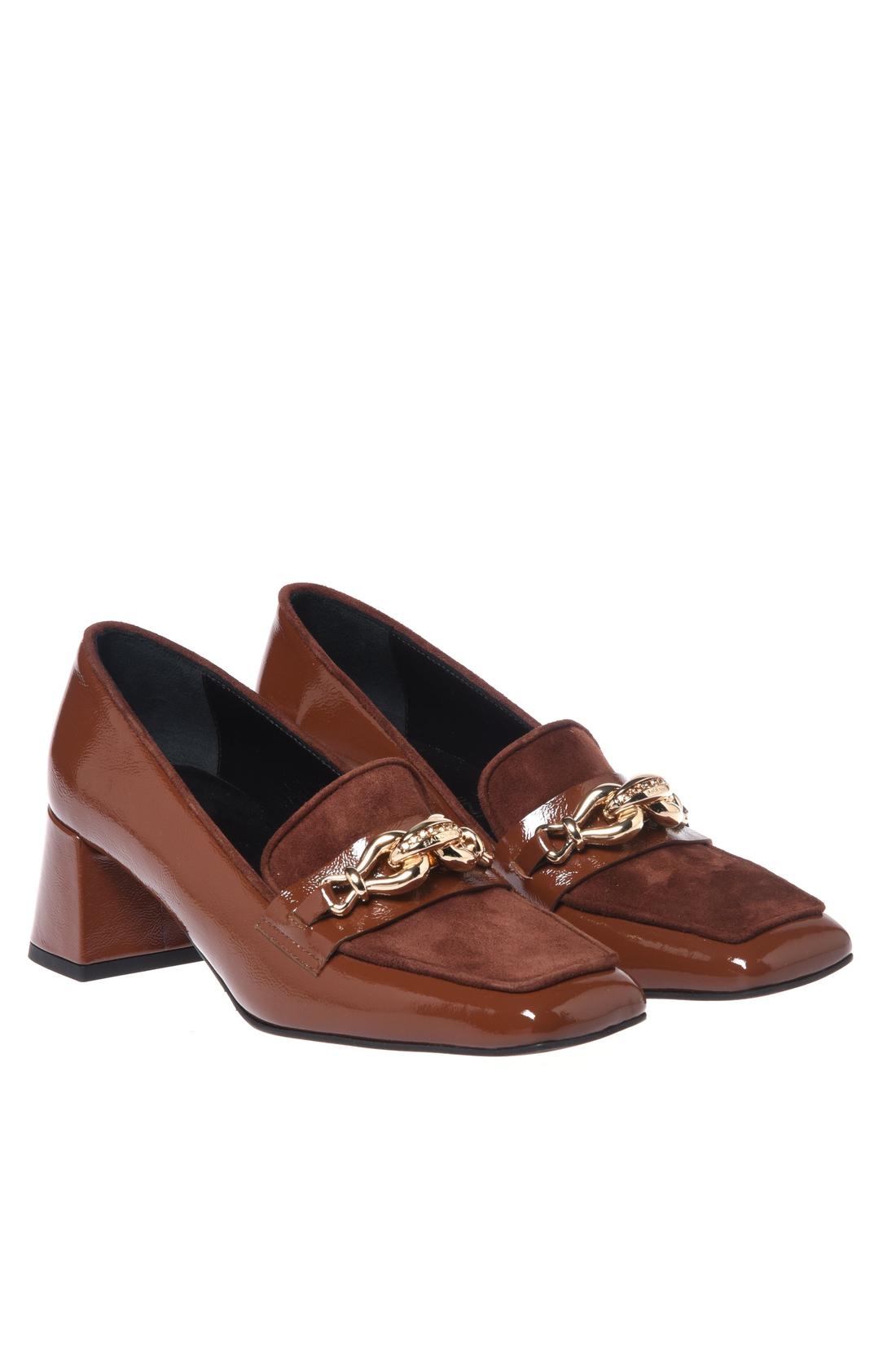 Baldinini-Brown Naplak leather and suede heeled loafers-Flache Schuhe-Black-Deal-Outlet-by-ARCHIVIST