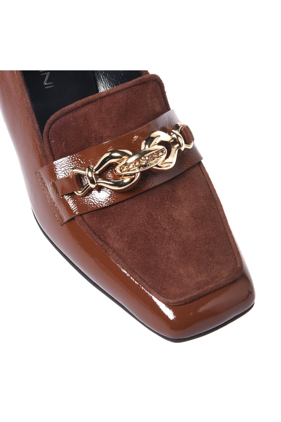 Baldinini-Brown Naplak leather and suede heeled loafers-Flache Schuhe-Black-Deal-Outlet-by-ARCHIVIST