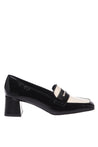 Baldinini-Black and white Naplak leather heeled loafers-Flache Schuhe-Black-Deal-Outlet-by-ARCHIVIST