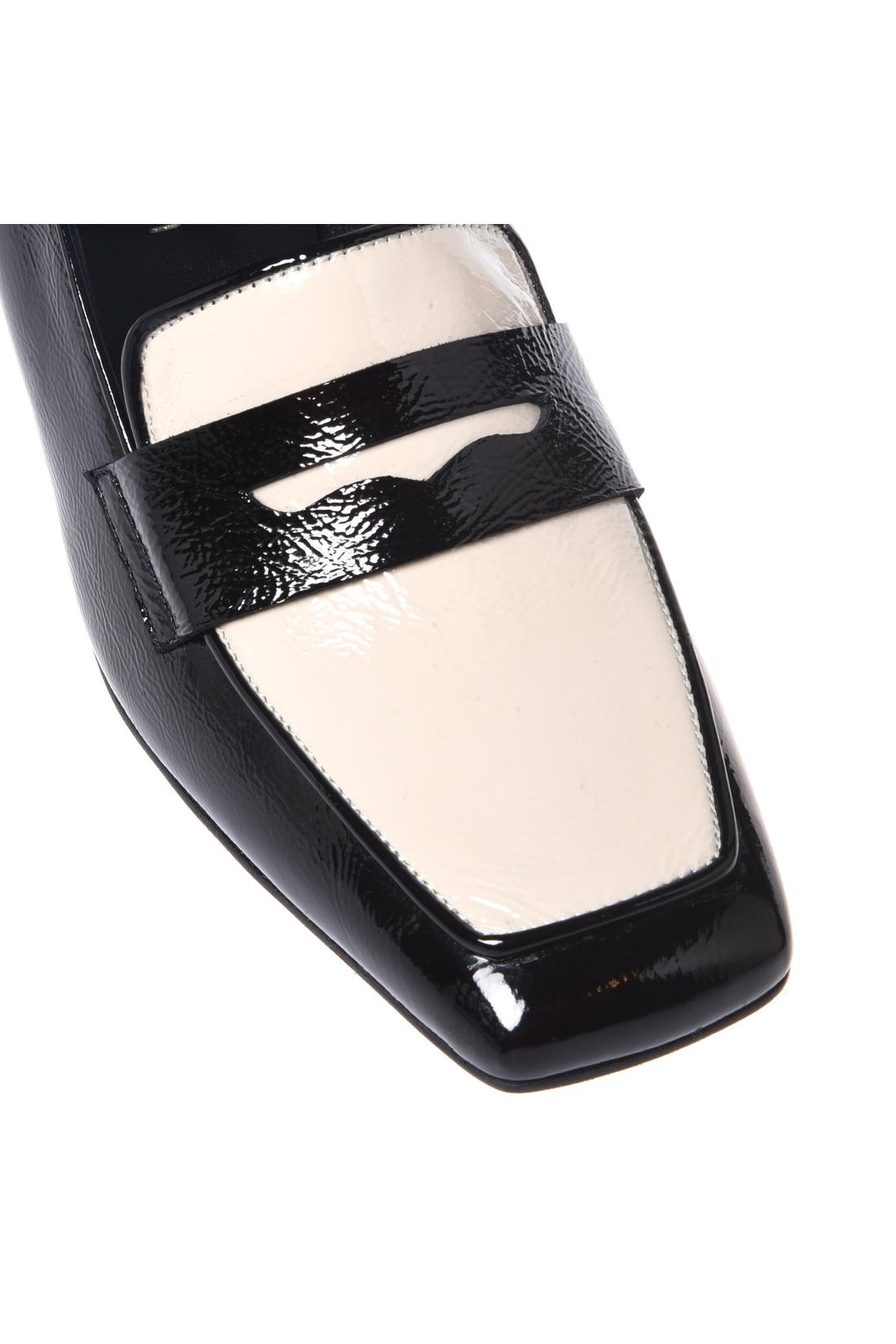 Baldinini-Black and white Naplak leather heeled loafers-Flache Schuhe-Black-Deal-Outlet-by-ARCHIVIST