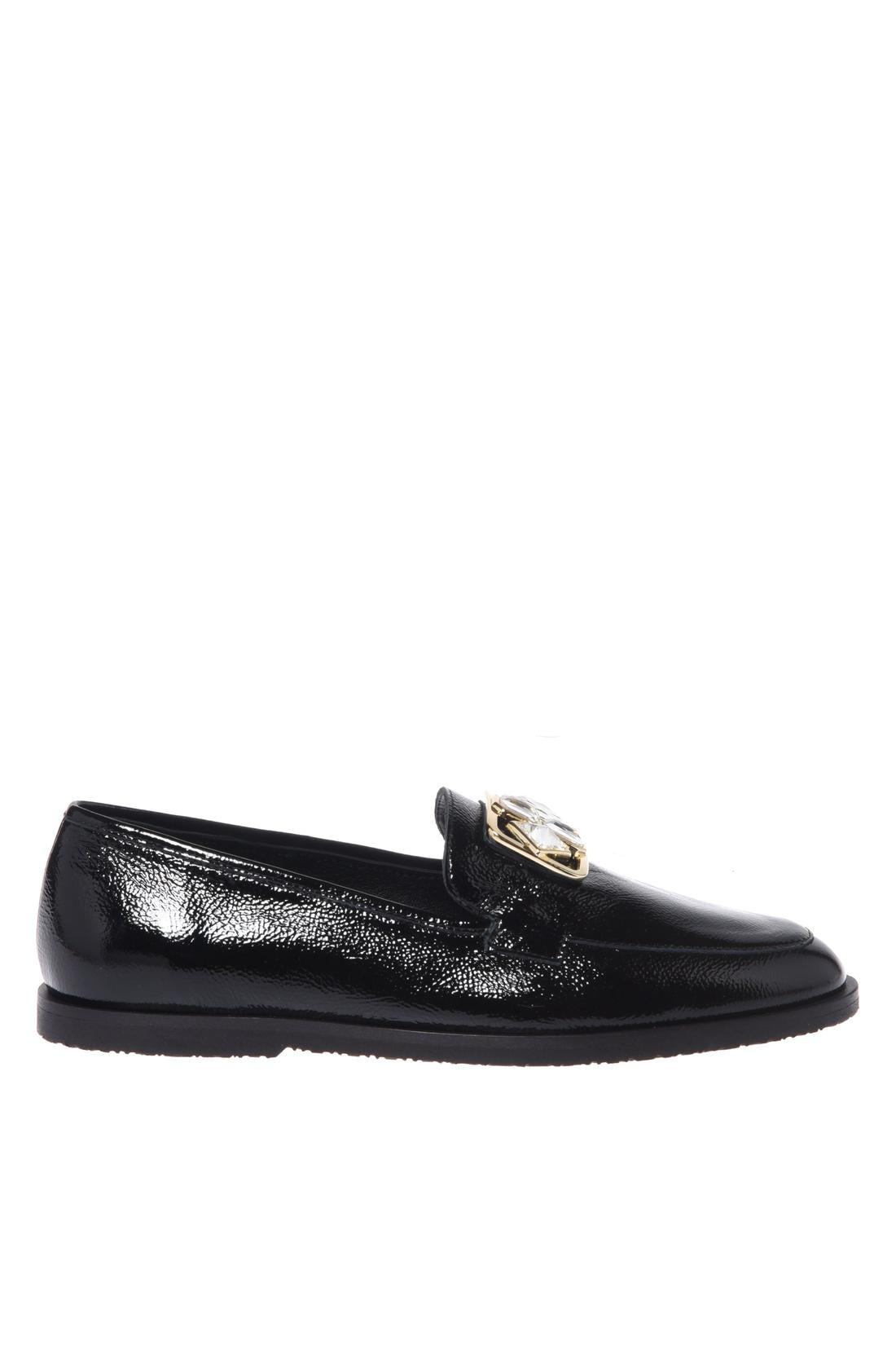 Baldinini-Black Naplak leather loafers-Flache Schuhe-Black-Deal-Outlet-by-ARCHIVIST
