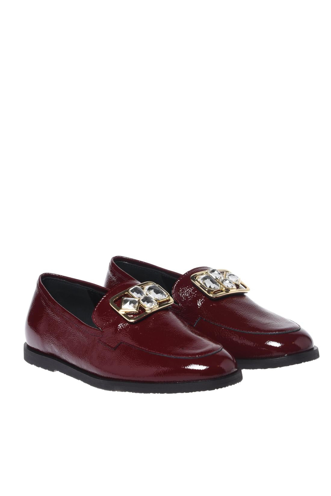 Baldinini-Burgundy Naplak leather loafers-Flache Schuhe-Black-Deal-Outlet-by-ARCHIVIST