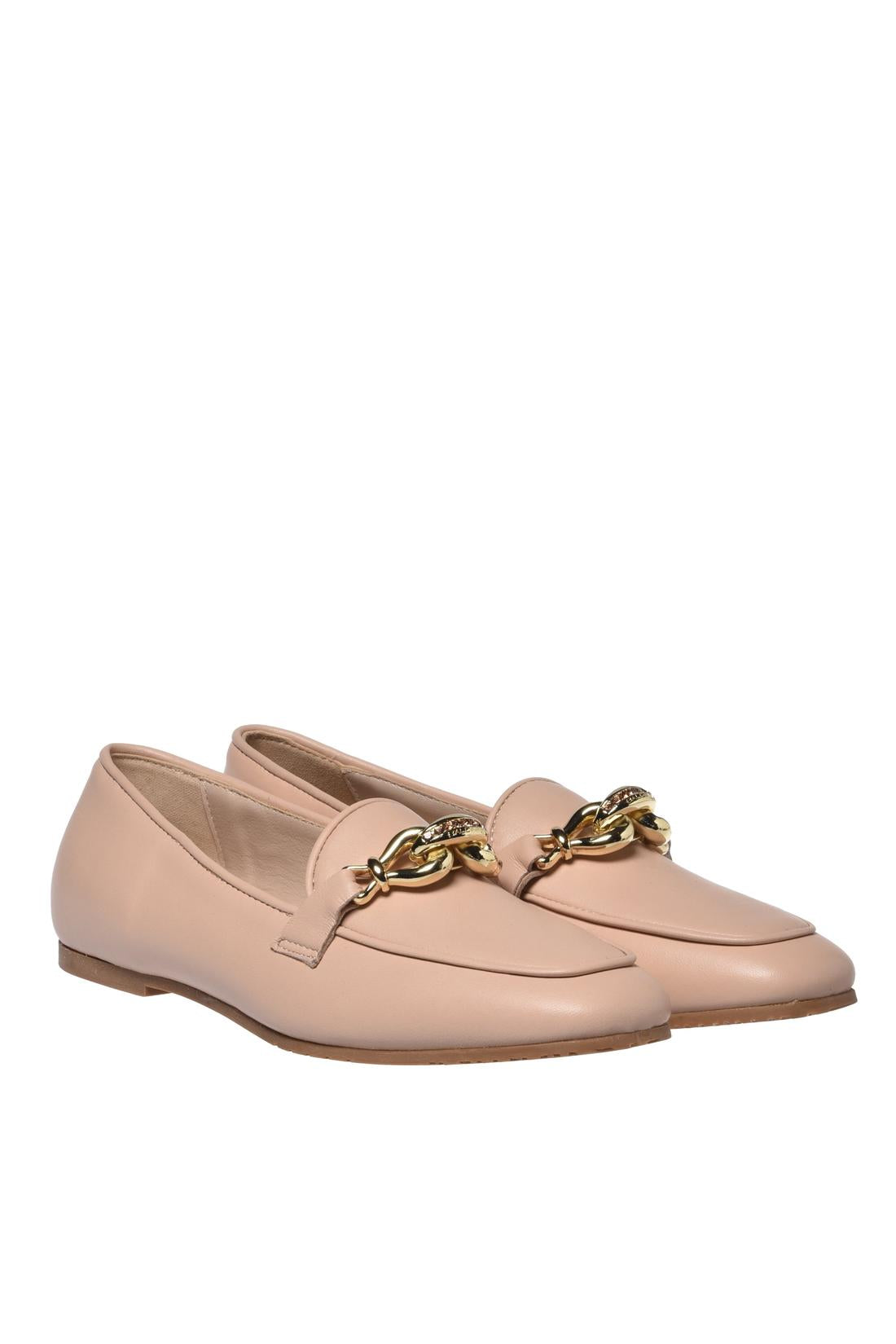 Nude nappa loafer