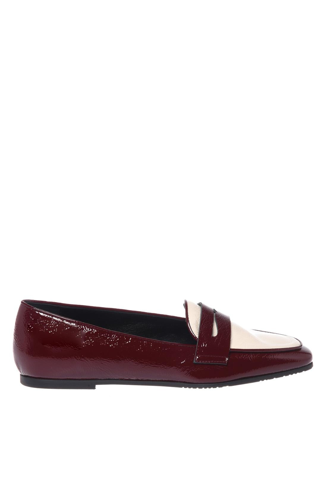 Baldinini-Burgundy and white Naplak leather loafers-Flache Schuhe-Black-Deal-Outlet-by-ARCHIVIST