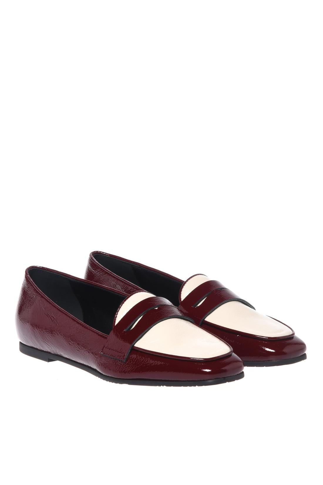 Baldinini-Burgundy and white Naplak leather loafers-Flache Schuhe-Black-Deal-Outlet-by-ARCHIVIST