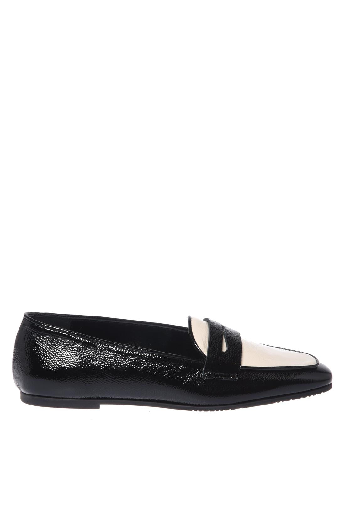 Baldinini-Black and white Naplak leather loafers-Flache Schuhe-Black-Deal-Outlet-by-ARCHIVIST