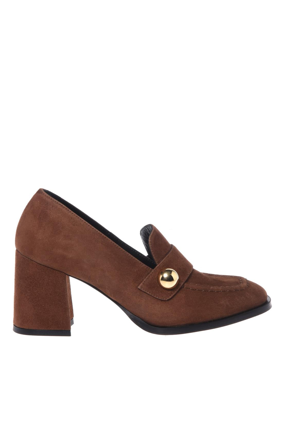 Baldinini-Brown suede heeled loafers-Flache Schuhe-Black-Deal-Outlet-by-ARCHIVIST