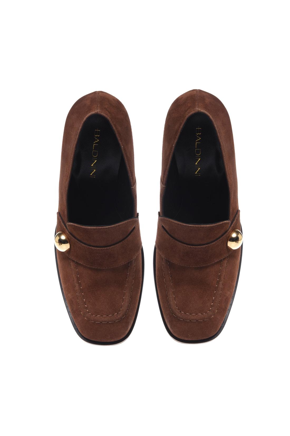 Baldinini-Brown suede heeled loafers-Flache Schuhe-Black-Deal-Outlet-by-ARCHIVIST