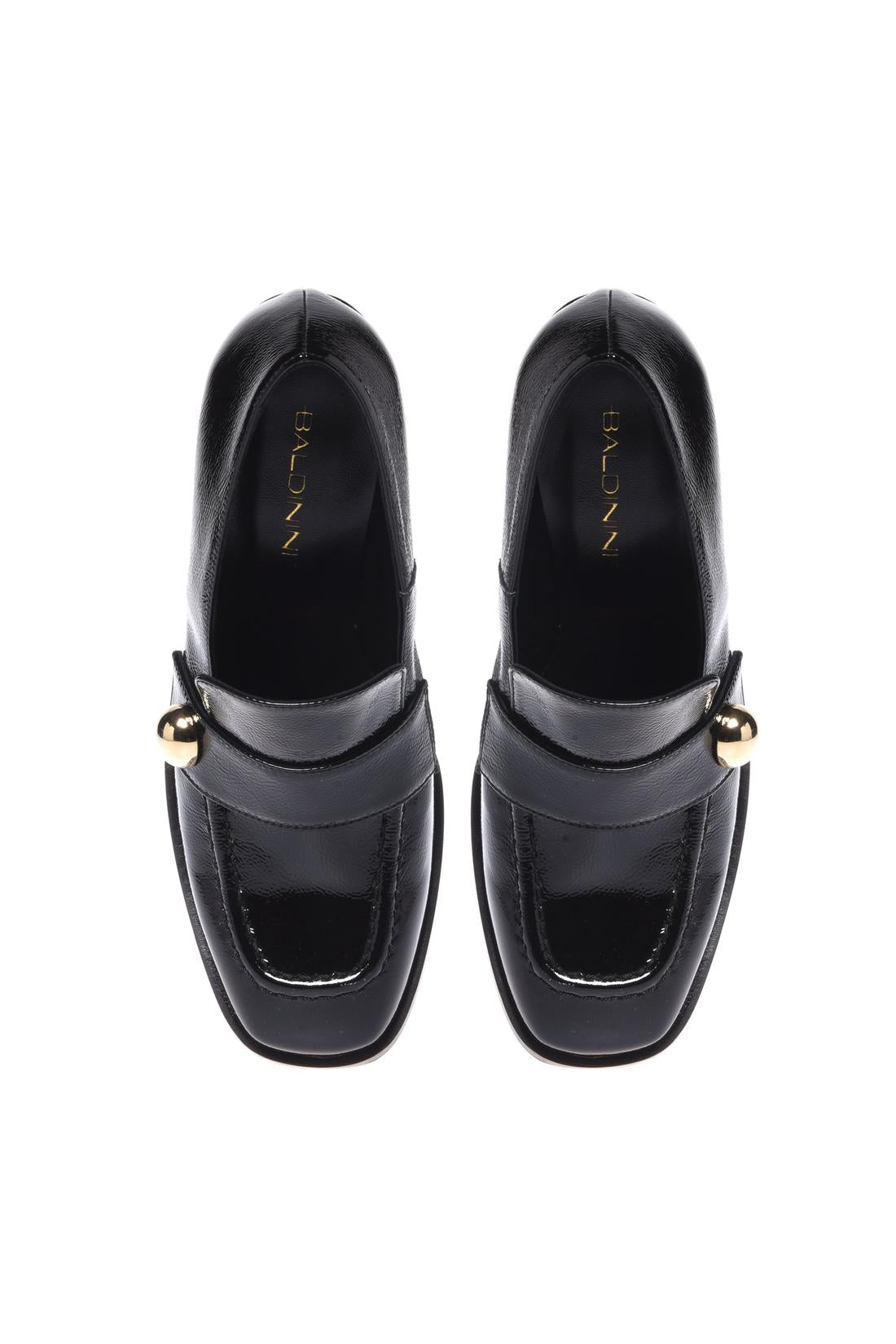 Baldinini-Black Naplak leather heeled loafers-Flache Schuhe-Black-Deal-Outlet-by-ARCHIVIST