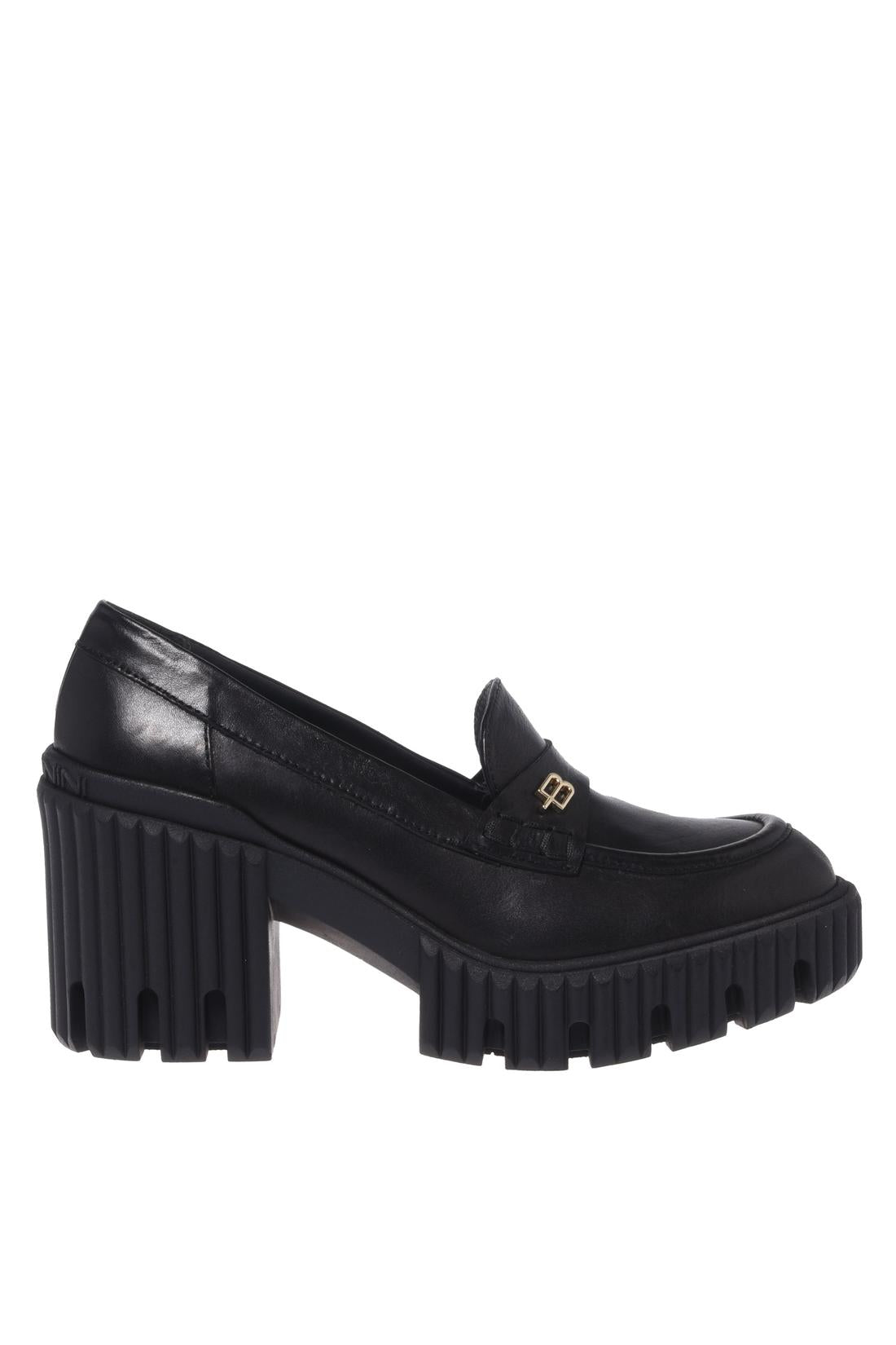 Baldinini-Black leather heeled loafers-Flache Schuhe-Black-Deal-Outlet-by-ARCHIVIST
