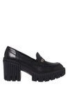 Baldinini-Black leather heeled loafers-Flache Schuhe-Black-Deal-Outlet-by-ARCHIVIST