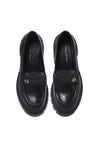 Baldinini-Black leather heeled loafers-Flache Schuhe-Black-Deal-Outlet-by-ARCHIVIST