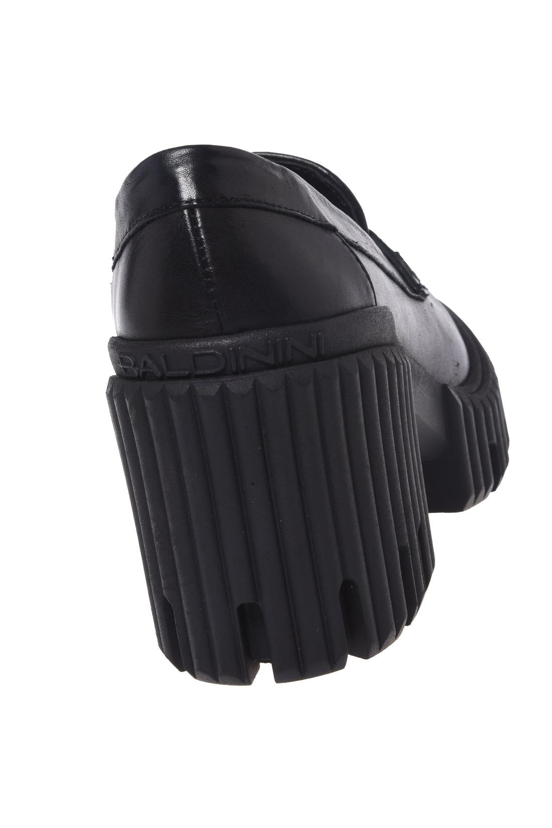 Baldinini-Black leather heeled loafers-Flache Schuhe-Black-Deal-Outlet-by-ARCHIVIST