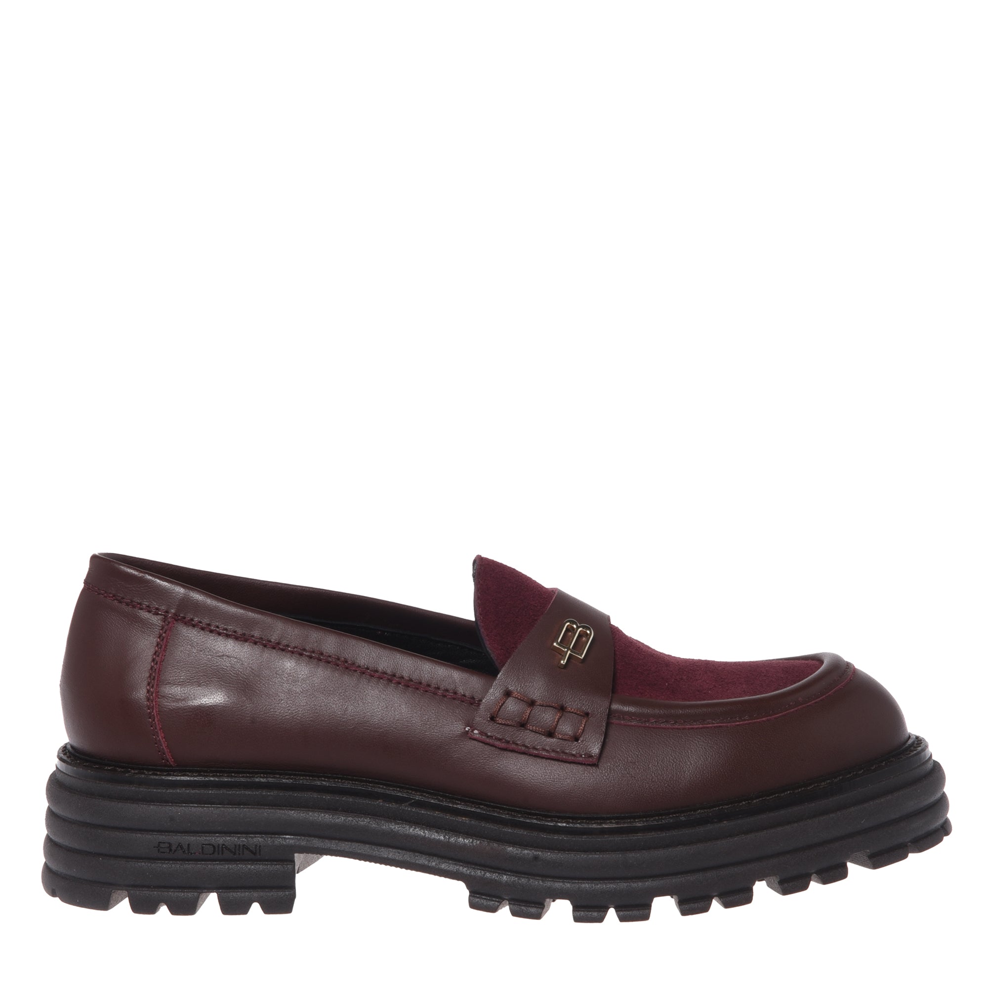 Burgundy suede and leather loafers