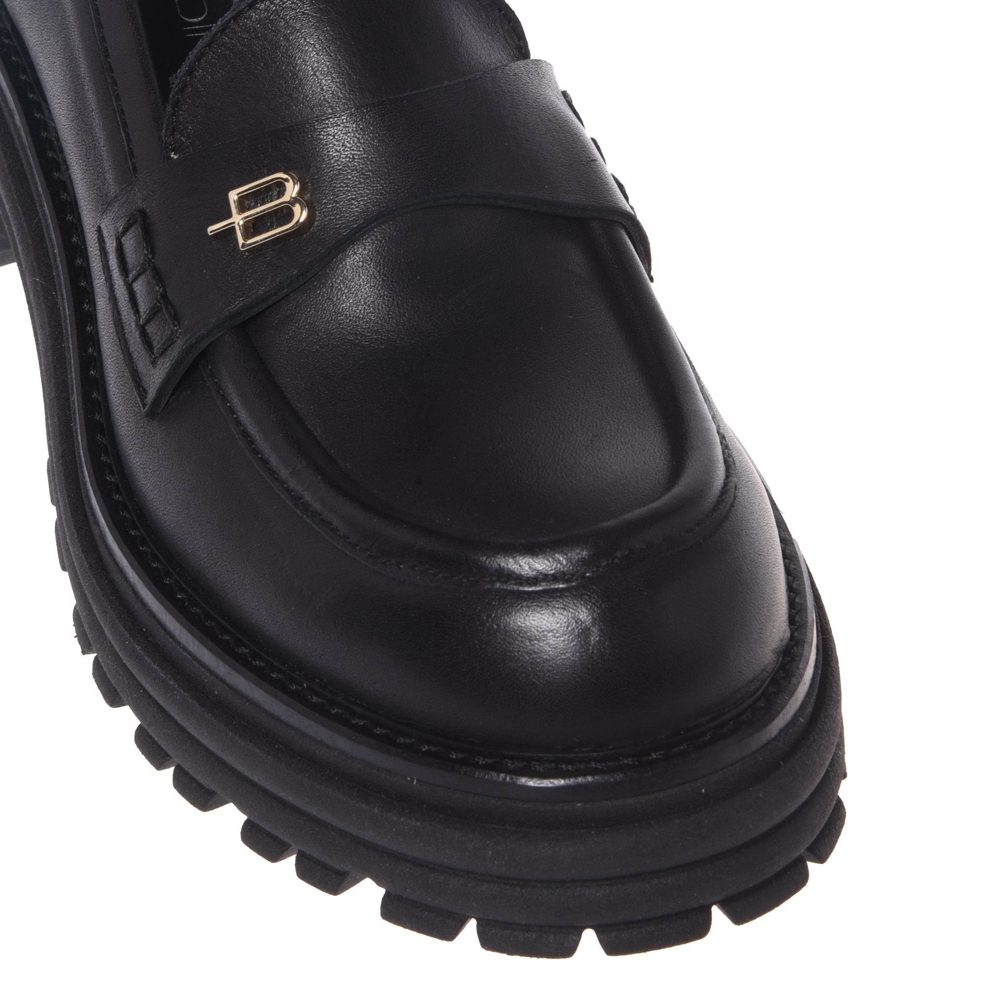 Black leather loafers