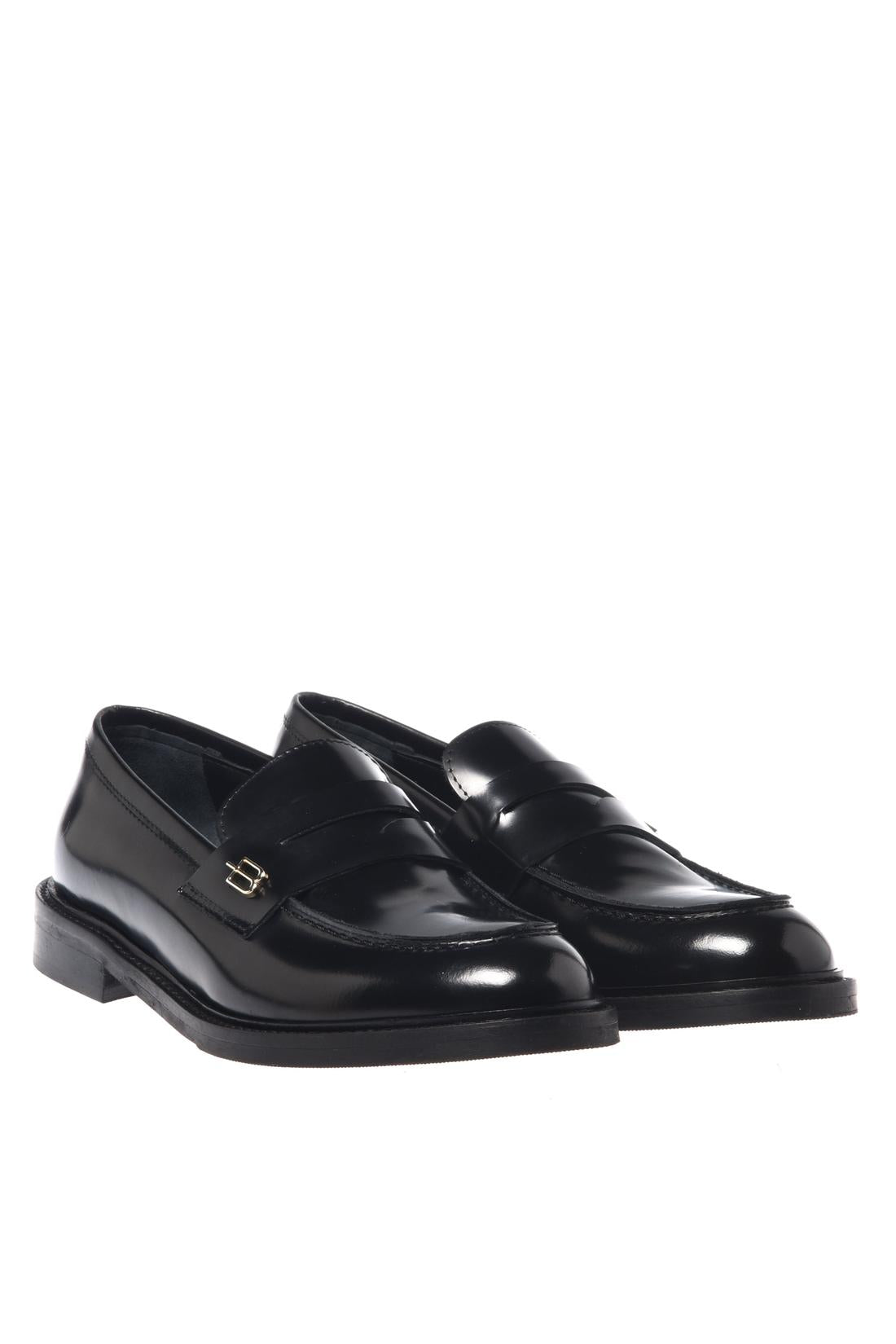 Baldinini-Black brushed leather loafers-Flache Schuhe-Black-Deal-Outlet-by-ARCHIVIST