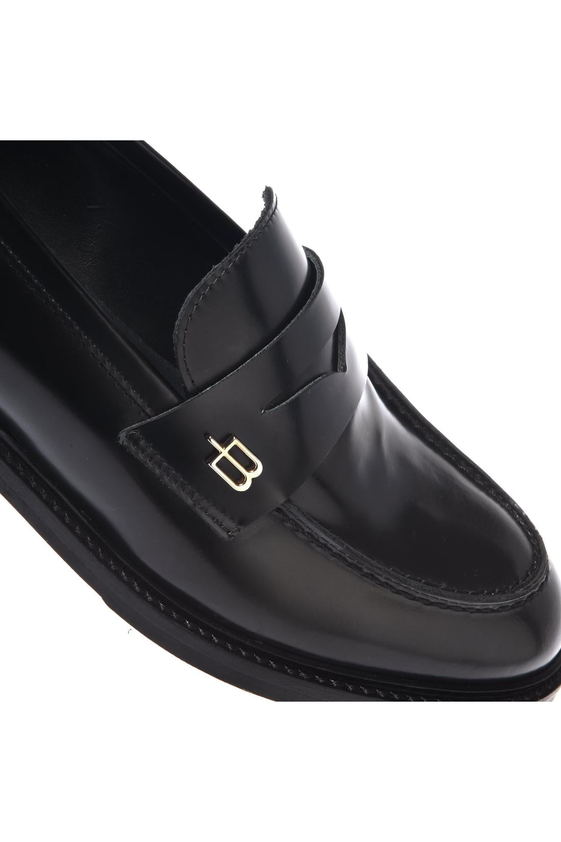 Baldinini-Black brushed leather loafers-Flache Schuhe-Black-Deal-Outlet-by-ARCHIVIST