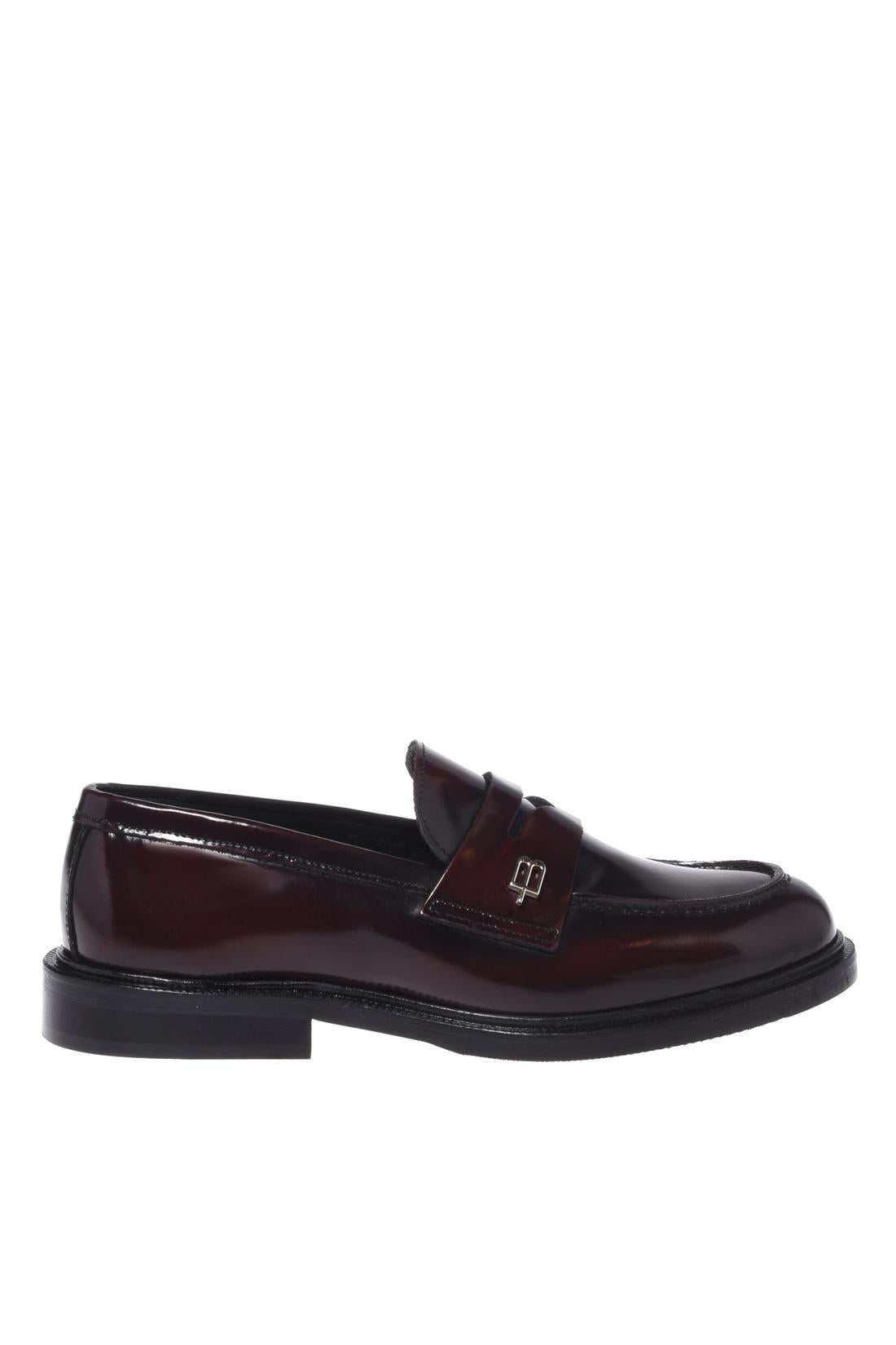 Baldinini-Burgundy brushed leather loafers-Flache Schuhe-Black-Deal-Outlet-by-ARCHIVIST