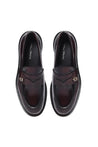 Baldinini-Burgundy brushed leather loafers-Flache Schuhe-Black-Deal-Outlet-by-ARCHIVIST