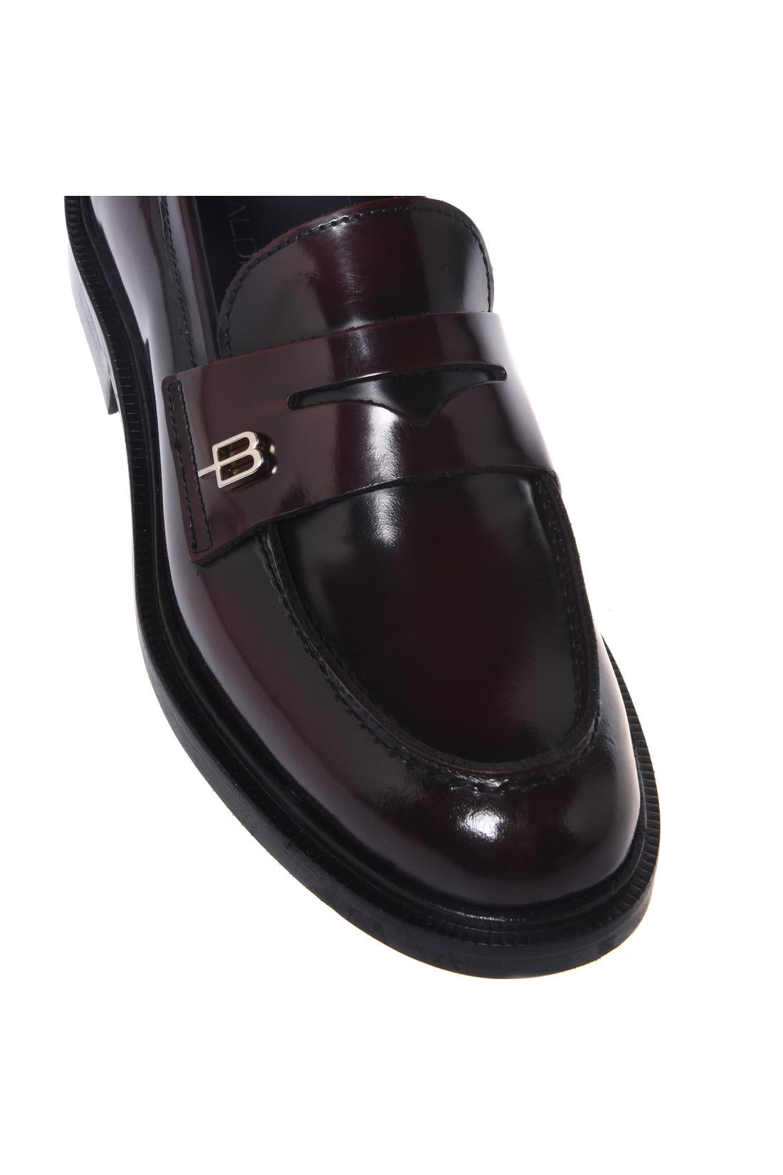 Baldinini-Burgundy brushed leather loafers-Flache Schuhe-Black-Deal-Outlet-by-ARCHIVIST