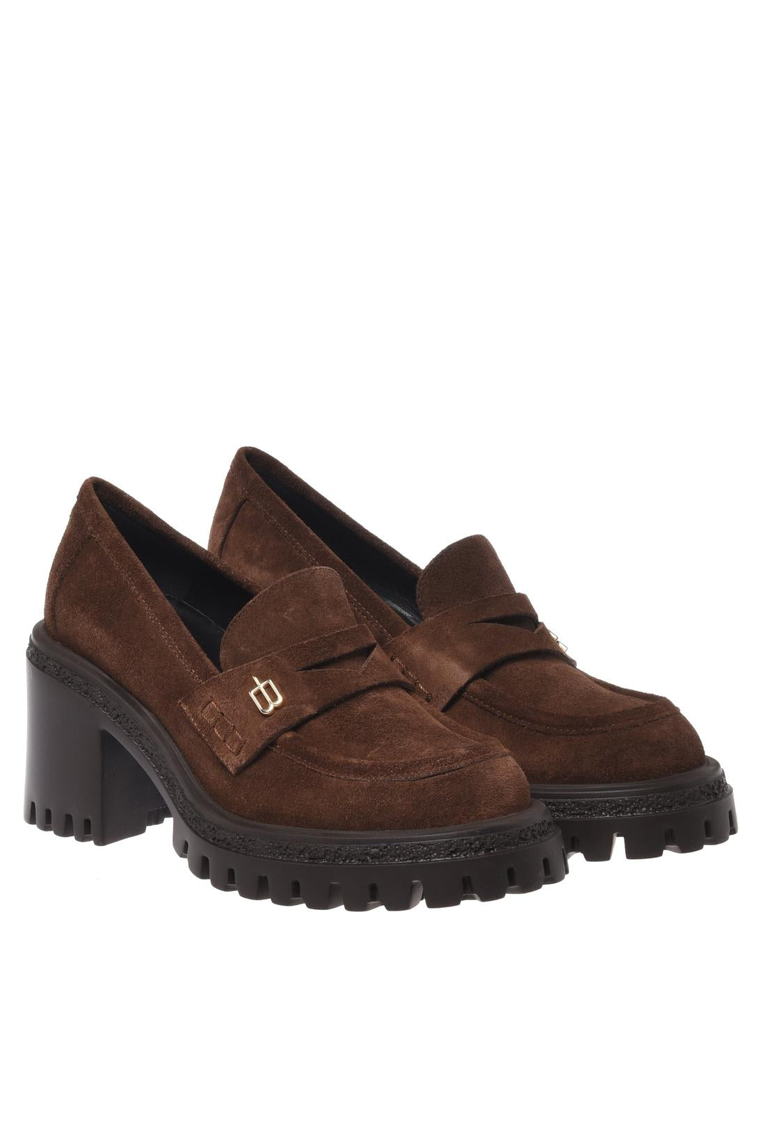 Baldinini-Dark brown suede leather loafers-Pumps-Black-Deal-Outlet-by-ARCHIVIST