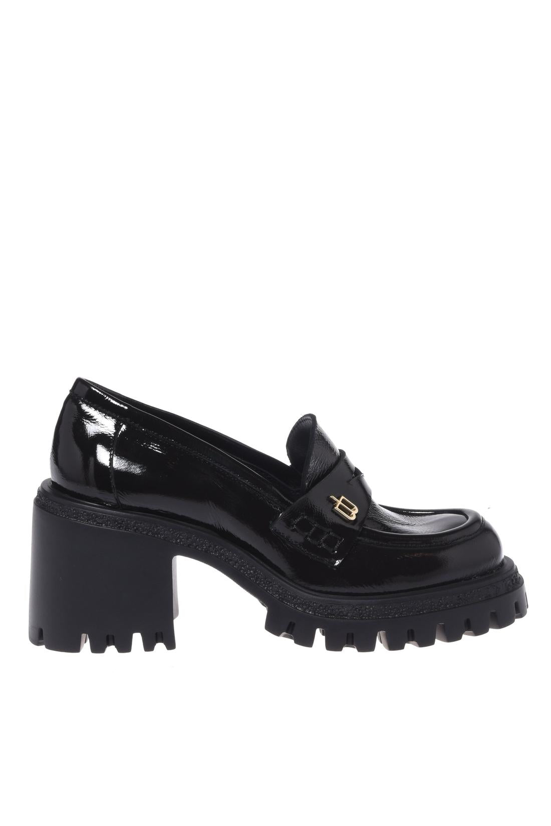 Baldinini-Black Naplak leather heeled loafers-Pumps-Black-Deal-Outlet-by-ARCHIVIST