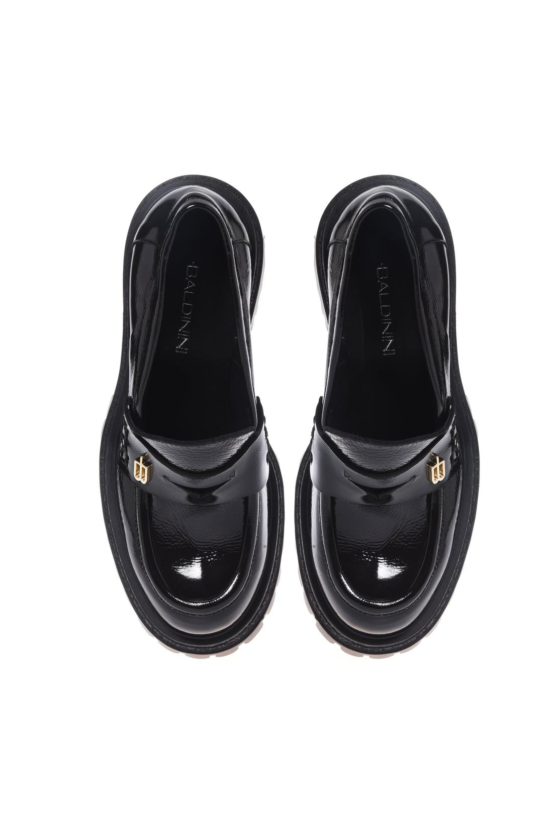 Baldinini-Black Naplak leather heeled loafers-Pumps-Black-Deal-Outlet-by-ARCHIVIST