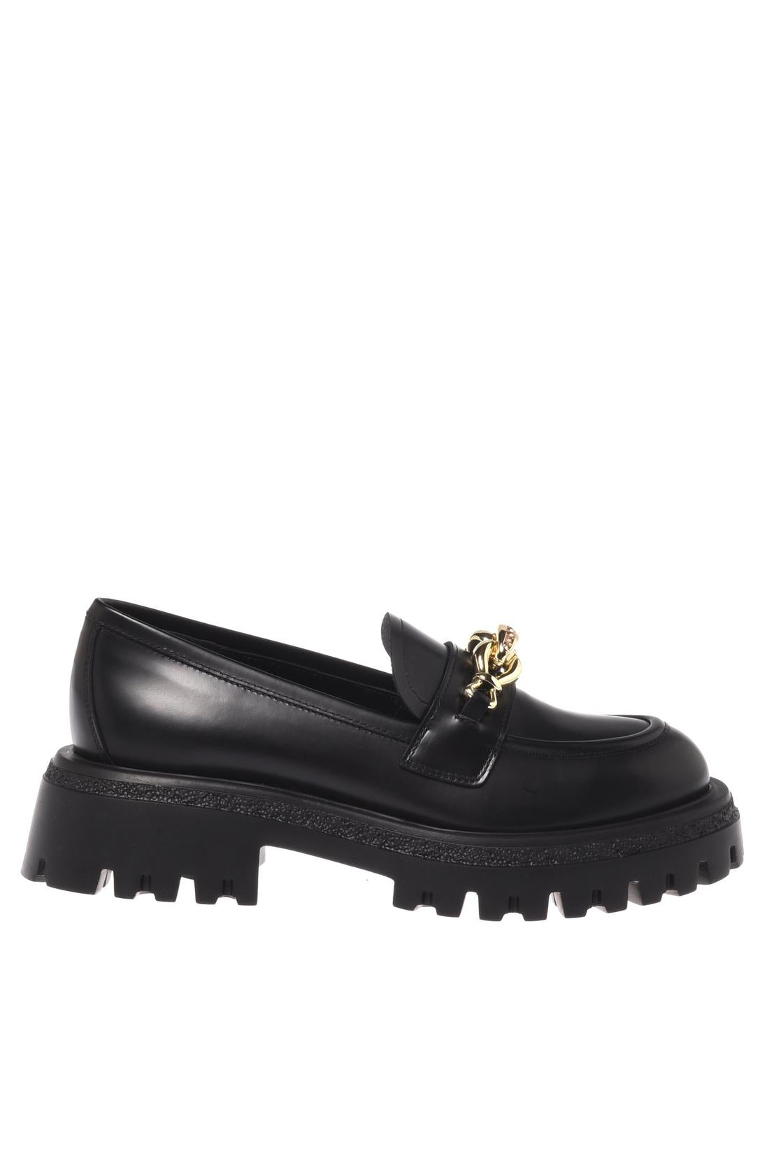 Baldinini-Black brushed leather loafers-Flache Schuhe-Black-Deal-Outlet-by-ARCHIVIST