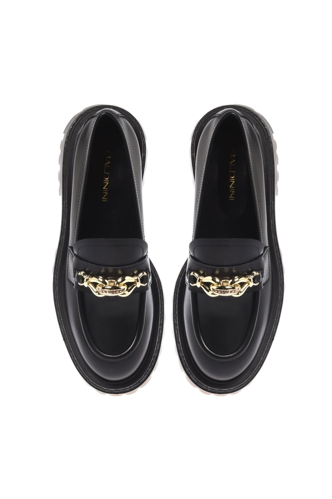 Baldinini-Black brushed leather loafers-Flache Schuhe-Black-Deal-Outlet-by-ARCHIVIST