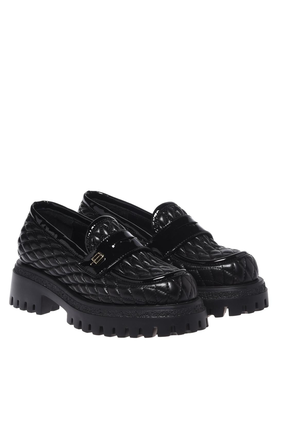 Baldinini-Black quilted eco-Nappa loafers-Flache Schuhe-Black-Deal-Outlet-by-ARCHIVIST