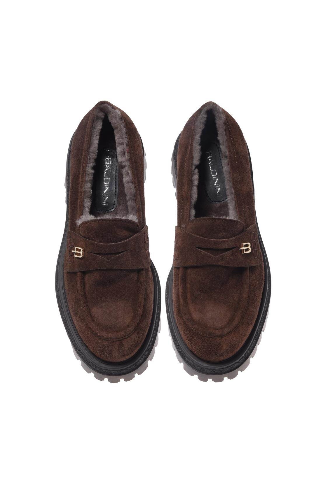 Baldinini-Dark brown suede leather loafers-Flache Schuhe-Black-Deal-Outlet-by-ARCHIVIST