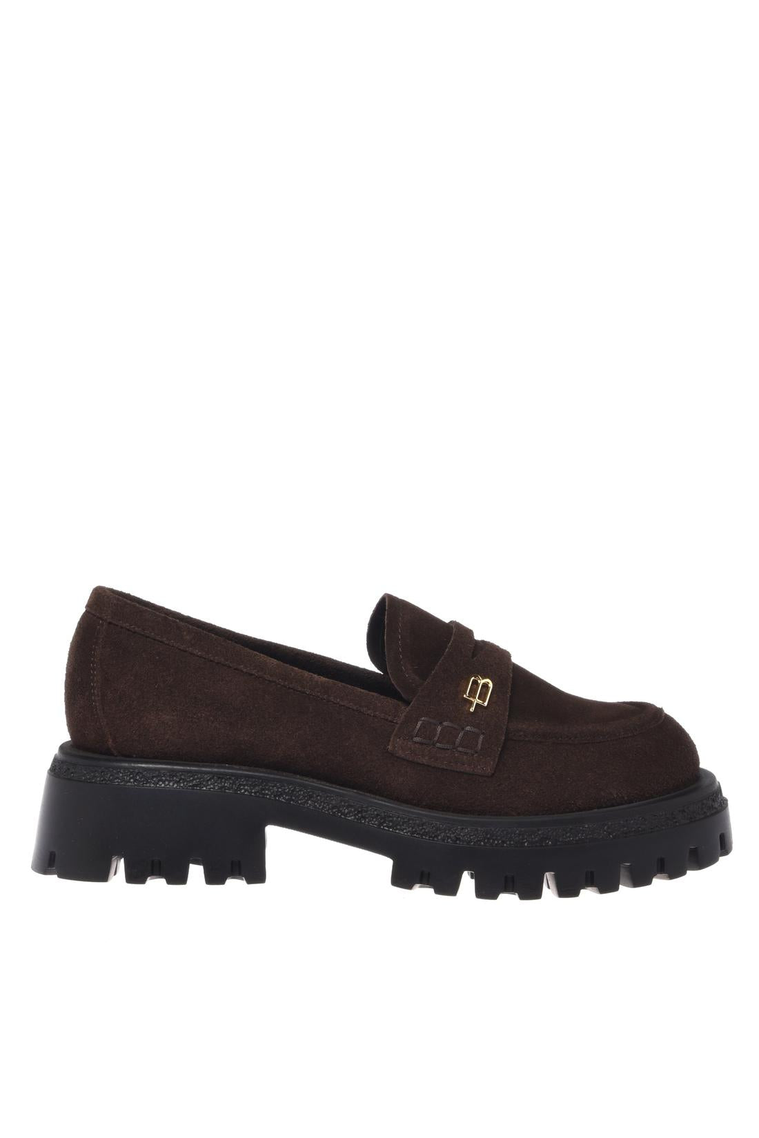 Baldinini-Dark brown suede leather loafers-Flache Schuhe-Black-Deal-Outlet-by-ARCHIVIST
