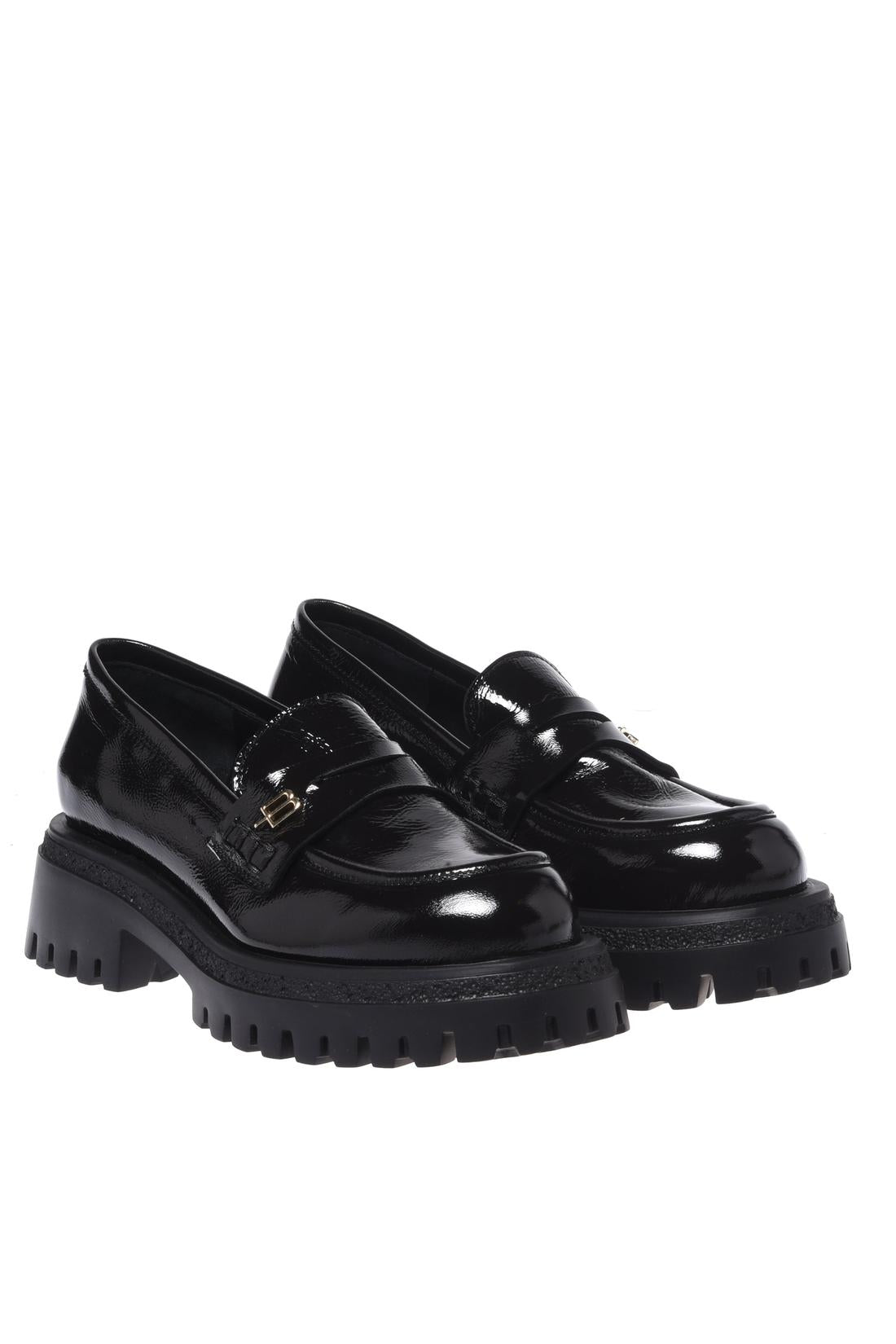Baldinini-Black Naplak leather loafers-Flache Schuhe-Black-Deal-Outlet-by-ARCHIVIST