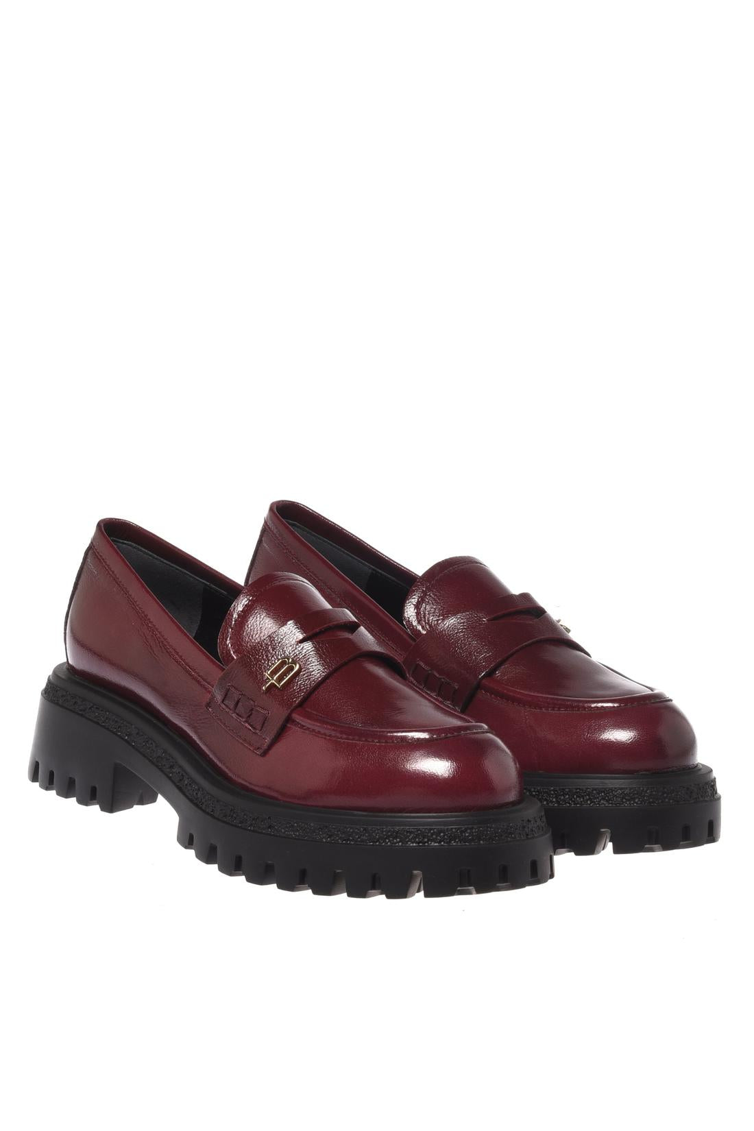 Baldinini-Burgundy Naplak leather loafers-Flache Schuhe-Black-Deal-Outlet-by-ARCHIVIST